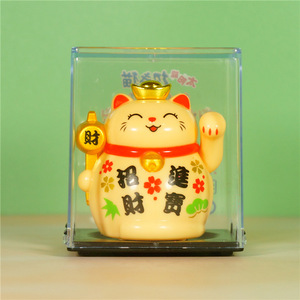 Modèle solaire magasin accessoires de voiture décoration intérieure <span class=keywords><strong>Maneki</strong></span> <span class=keywords><strong>neko</strong></span> 2 pouces petit chat ornement agitant la fortune japonaise chat porte-bonheur - Product Image 2