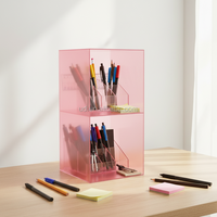 Bibliothèque en acrylique Perspex rose à 2 compartiments Ruishi SD-12 avec design coloré