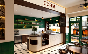 Diseño Interior de Cafetería Vintage, Solución Llave en Mano para Equipamiento de Cafetería, Muebles Personalizados para Barra de Café, Construcción y Renovación de Tiendas Minoristas - Product Image 2