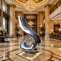 Sculpture cinétique moderne en acier inoxydable entièrement personnalisable, grande taille, finition polie, thème musical pour la Fête Nationale