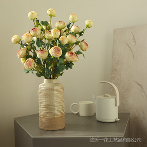 ดอกกุหลาบชาประดิษฐ์ ยี่ห้อ Yihua Floral Art แบบ 3 หัว สีส้มแชมเปญชมพู ตกแต่งบ้านสไตล์โมเดิร์น สำหรับตกแต่งโต๊ะภายในบ้าน - Product Image 5