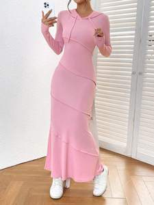 2026 New European and American Women's Slim Fit Bag Hip Hooded <b>Long</b> Sleeved Fishtail <b>Skirt</b> Casual Temperament Dress - Product Image 5