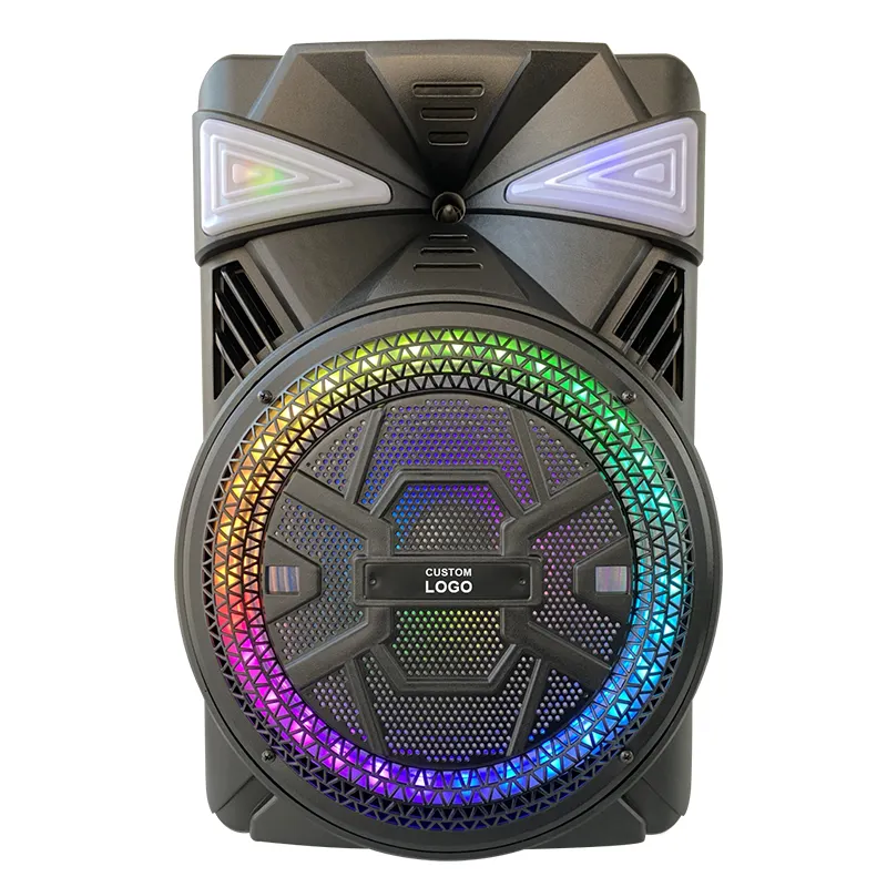 Unità di azionamento da 15 pollici con 40W DJ Karaoke basso RGB luce Wireless BT MIC USB carrello Bluetooths altoparlanti portatili con microfono
