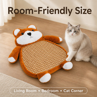 Tapis rafraîchissant personnalisé en forme d'ours pour animaux de compagnie, coussin de couchage d'été en rotin, tapis de lit résistant aux griffures pour chats et chiens, accessoires pour animaux de compagnie