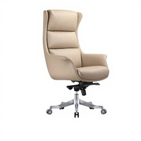 Chaise de bureau exécutive moderne de luxe léger, en cuir, avec structure métallique, design ergonomique, siège large et rembourré, dossier haut