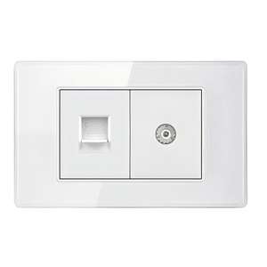 Prise murale TV standard américaine CAT5, adaptateur module RJ45, port ordinateur, câble réseau + prise murale TV - Product Image 1