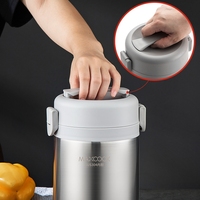 Maxcook 2000ml Boîte à lunch isotherme portable en acier inoxydable à double compartiment avec poignée