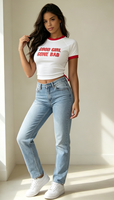 Camiseta Corta Personalizada Estilo Y2K 'GOOD GIRL GONE BAD' |   Cuello redondo, mangas regulares, corte ajustado, estampado liso, poliéster serigrafiado