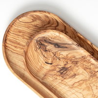 Maison naturelle Premium Quality Runway Shape Stockage en bois d'olivier Plateau de service Assiette pour boisson Café Thé Snack Fruits Tapas