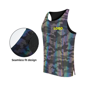 カスタムランニングベスト100% ポリエステルメッシュシームレスフィットマラソンランシングレットスポーツタンクトップス男性用 - Product Image 6