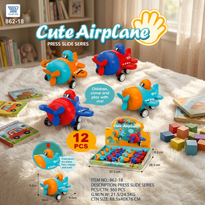 Cute Airplane Friction Toy <b>Plastic</b> Press <b>Slide</b> Plane Toy for Kids Counter Display - Product Image 3