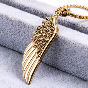 Collar de Moda con Colgante de Número de Alas de Ángel, Unisex, de Acero Inoxidable, Cadena de Palomitas, Collar de Plumas, Chapado en Negro - Product Image 6