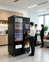 Distributeur automatique commercial combiné pour snacks, boissons et café – Kiosque de vente multi-paiements en libre-service