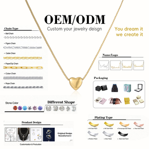 Collana con Ciondolo a Cuore in <span class=keywords><strong>Oro</strong></span> 18K Placcato, Gioielli alla Moda, Collares Personalizados, <span class=keywords><strong>Collier</strong></span> en Acier Inoxydable - Product Image 1