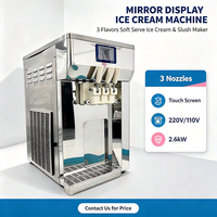HN QDMECH Machine à glace molle et yaourt glacé de comptoir avec écran tactile miroir, pour la préparation de glaces aux saveurs variées