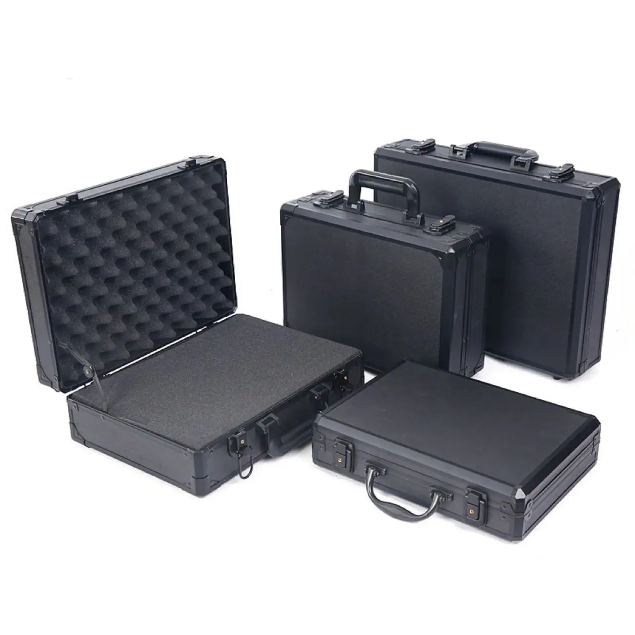 Flight Case in alluminio duro nero valigetta rigida in alluminio resistente valigetta in alluminio con dimensioni personalizzate e schiuma