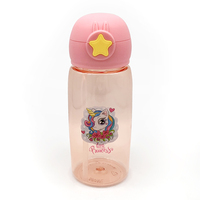 Bouteille d'eau pour enfants en PP transparent sans BPA de 550 ml, écologique, avec design sportif à ouverture directe, compatible lave-vaisselle