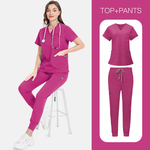 Conjuntos de uniformes médicos unisex transfronterizos de tela Dobby de poliéster para enfermeras y médicos, estilo europeo, para comercio exterior. - Product Image 5