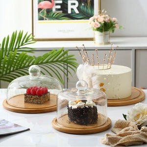 Plateau à gâteau en bois avec base en bambou, présentoir à desserts pour le thé de l'après-midi à la maison, style simple, couleur unie - Product Image 1