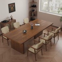Table à manger rectangulaire en noyer noir brésilien massif, style moderne du milieu du siècle, table de cuisine minimaliste moderne, bureau à domicile