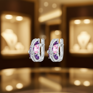 Orecchini a Cerchio E2048 con Diamante Blu Taglio Ovale, Montatura a Griffe, Gioielli di Lusso per Donna - Product Image 2