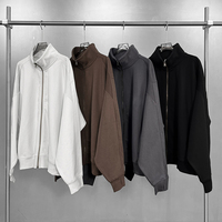 Ventes en gros de sweat-shirts à col montant pour hommes, sweat-shirts en molleton français, 460 g/m², coupe décontractée, fermeture éclair en métal, sweat-shirts pour hommes de haute qualité