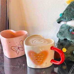 Valentines Day Couple Lover Gift Porcelain Coffee Tea Cup Cute Heart Shaped Ceramic Mug - Product Image 4