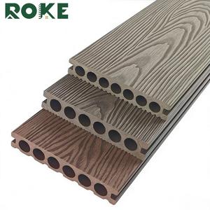 Planches de terrasse WPC co-extrudées avec revêtement, imitation bois, antidérapantes, résistantes à l'eau, à clipser, pour jardin extérieur, fabriquées par ROKE Factory Co. - Product Image 4