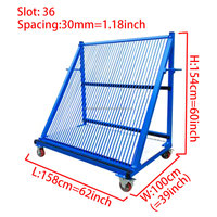 Support de harpe en verre épais avec capacité de charge de 1 tonne, longueur de 62 pouces, conception à 36 fentes, chariot en verre