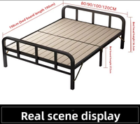 Lit simple pliable en bois massif 1,2 m et 1 m, cadre en fer simple, utilisation domestique, panneau rigide renforcé