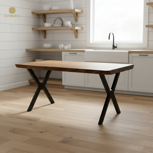 Mesa de Comedor Moderna Aston de Madera Maciza Cuadrada (Patas de Metal) - Hecha a Mano, Multiusos, Requiere Ensamblaje - Para Uso en Hoteles y Apartamentos - Product Image 3