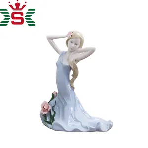 Estatueta de cerâmica elegante de princesa humana em pvc para decoração de casa, estatueta de mulher gorda, porcelana europeia, arte popular, OEM ODM