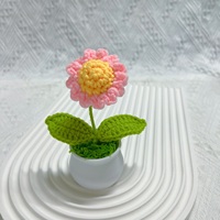 Pot de fleur à tricoter de tournesol fait à la main plante en pot artificielle colorée au crochet à la main