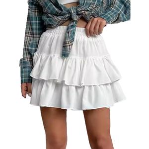 Jupe plissée double couche taille haute sur mesure OEM de haute qualité, respirante et tendance, pour le quotidien, coupe mi-longue, naturelle - Product Image 2