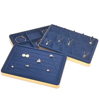 DOC Usine Vente en gros Bijouterie Présentoir Exposants Présentoir Métal et Daim Bague Boucles d'oreilles Collier Présentoir Plateau