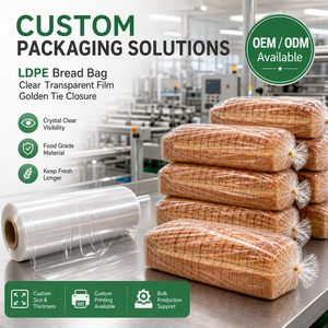 Sacchetti per Pane da Panetteria all'Ingrosso con Lacci Dorati, Sacchetti Trasparenti in LDPE per Alimenti, Confezioni per Toast per Negozi al Dettaglio - Product Image 6