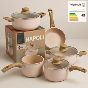5 Piece Cooking Pots Glass Lids Bakelite Handles Dishwasher Oven Safe for Gas <b>Induction</b> Stoves Ceramic <b>Cookware</b> <b>Set</b> - Product Image 4