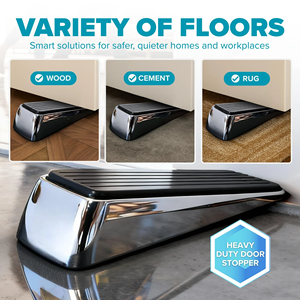 Fermaporta Triangolare Robusto Antiscivolo in Lega di Zinco e Gomma per Legno, Piastrelle e Moquette - Product Image 3