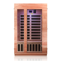 Sauna Infrarroja Moderna de Madera Sólida para 2 Personas, para Dormitorio y Spa en Casa, con 1 Año de Garantía, Cabina Interior con Luz LED