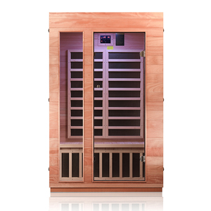 Modern 2 Person Solid Hemlock Infrared Sauna Room for Home Spa 1 Year Warranty Wooden Indoor Cabin with Color LED Light - Product Image 3