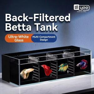 JSD YEE Betta Visbak, 19,69 inch, 2,5 <span class=keywords><strong>gallon</strong></span> ultra helder glazen <span class=keywords><strong>aquarium</strong></span>, WRGB LED verlichting, stille achterfilter, bureau-model - Product Image 4