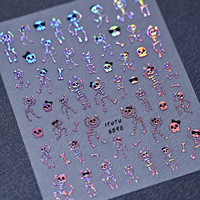Nouveauté 2026 – Autocollants et décorations 5D brillants pour ongles, motif crâne d'Halloween – Application facile, diverses couleurs