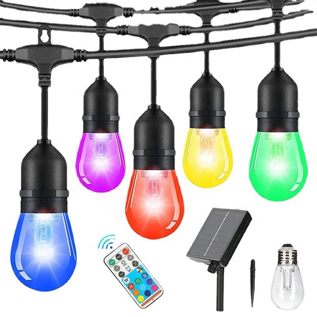 Smart Solar S14 String Lights App Smart Remote Control RGB Led String Light for Backyard Garden Bistro