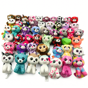 Lot de breloques de sac en peluche chat tacheté multi-styles personnalisées, assortiment de porte-clés animaux en peluche mignons, porte-clés animaux en peluche grands yeux en gros - Product Image 3