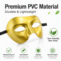 Masque demi-visage en PVC pour fête à thème d'anniversaire, cosplay