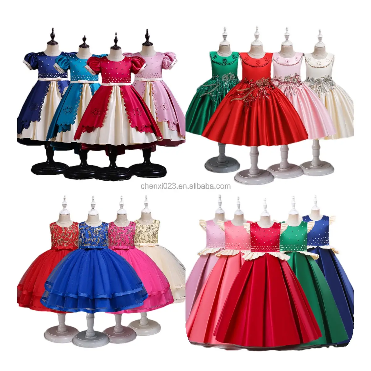 2024 Latest Children Party Dress Birthday Girl Princess Dress Formal Flower Cake Dresses Summer Lace Short Ball Gown Chiffon