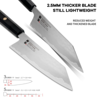 Konoll 210mm argenté teinture Kirisuke couteau japon HAP-40 Core couteau de cuisine haut de gamme avec manche en ébène