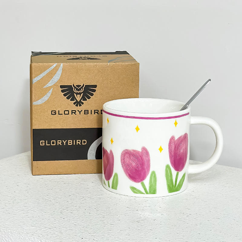 ลายดอกไม้ขนาดใหญ่รอบขอบ (ของถ้วยและช้อน)