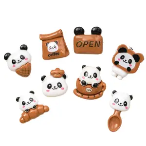 Venta caliente lindo Panda flatback resina accesorios hechos a mano para pegamento crema funda de teléfono DIY materiales de fabricación de imanes de refrigerador