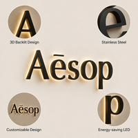 Enseigne personnalisée en acier inoxydable et acrylique avec logo rétroéclairé LED 3D, à fixer au mur pour les magasins de détail en extérieur